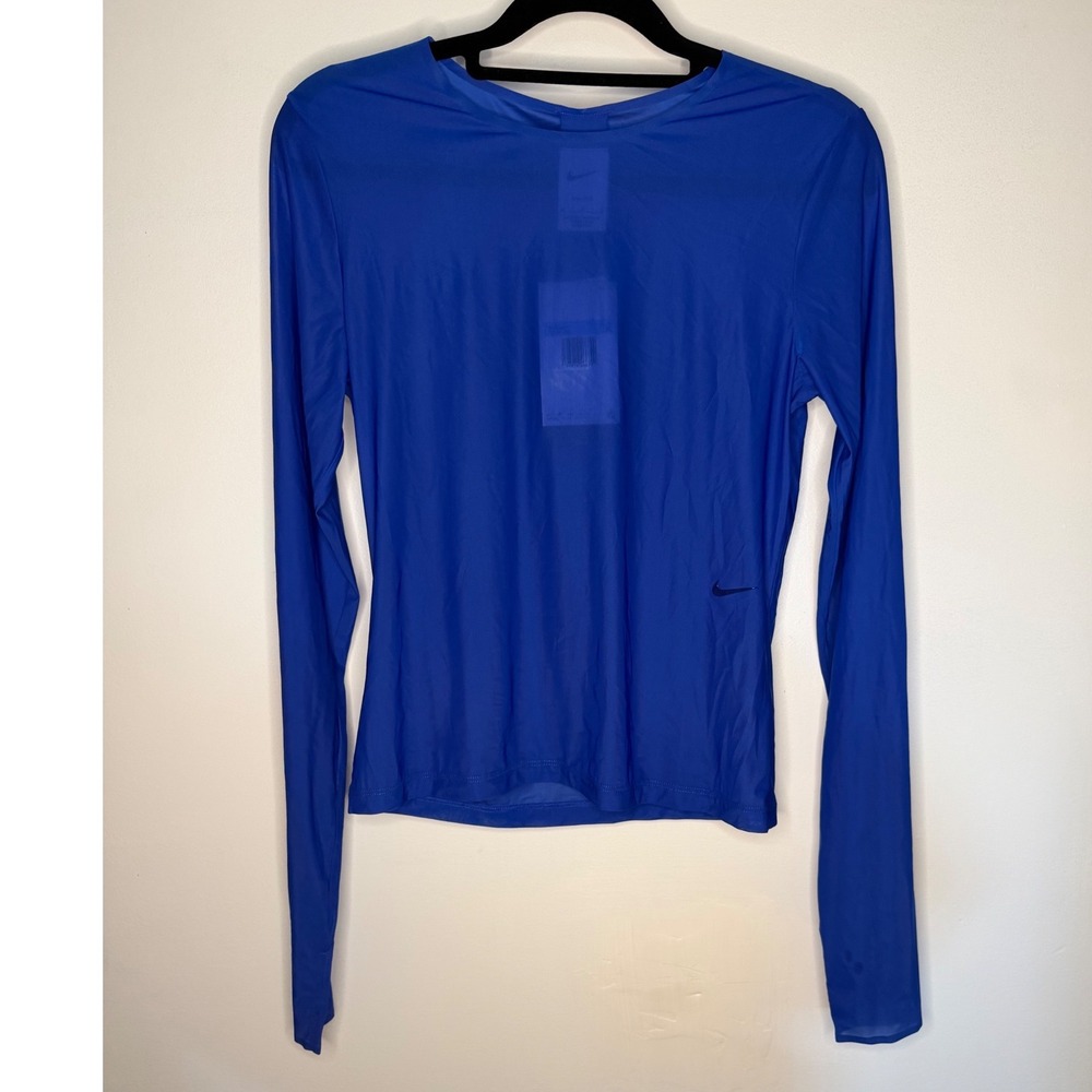 Nike Sportswear Dri-FIT Mesh Long Sleeve Top Game Royal Blue DV8243-480 Womens M - Picture 2 of 3